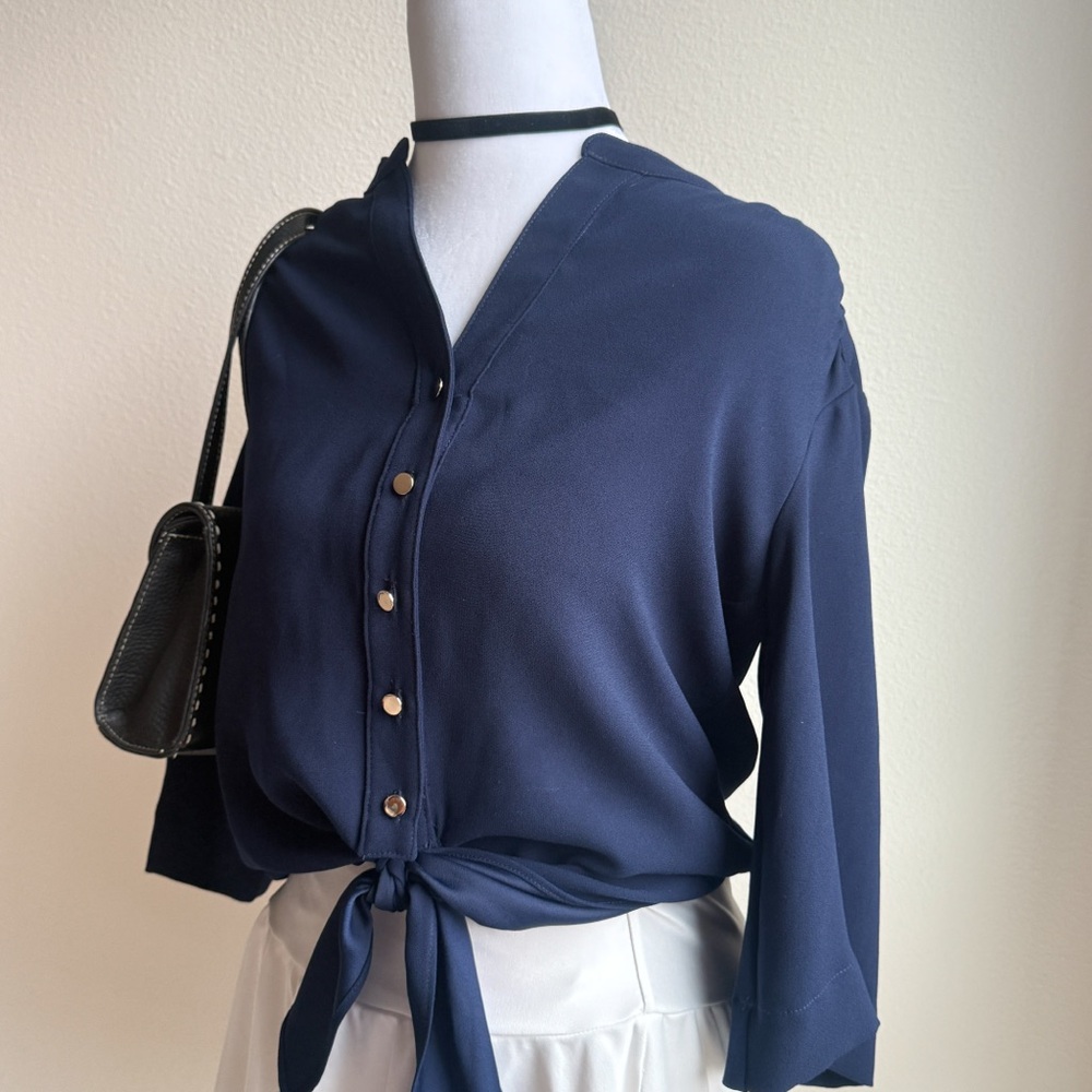 Trina Turk Navy Button Down Shirt Size XS